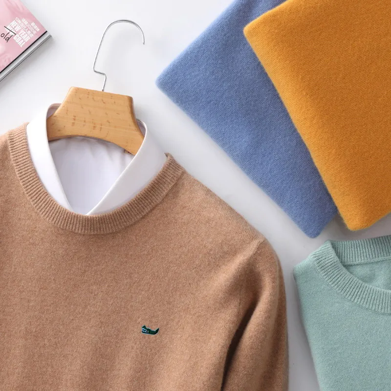 Cashmere Sweater O-neck Pullovers Men's Loose Oversized M-5XL Knitted Bottom Shirt Autumn Winter New Korean Casual Warm Top 6
