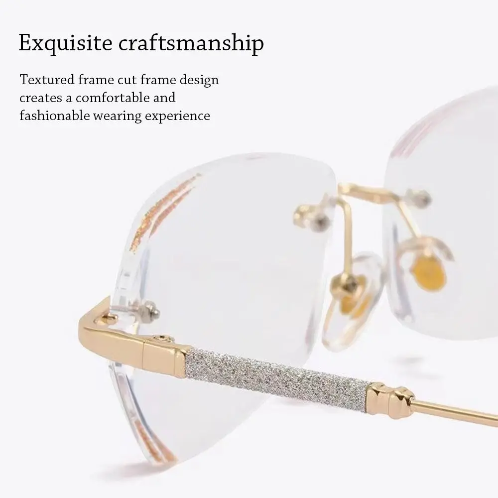 Diamond Frameless Myopia Glasses Anti-Blue Light Eye Protection Ultra Light Eyeglasses Men Women Vision Care 100~400 Diopter 4