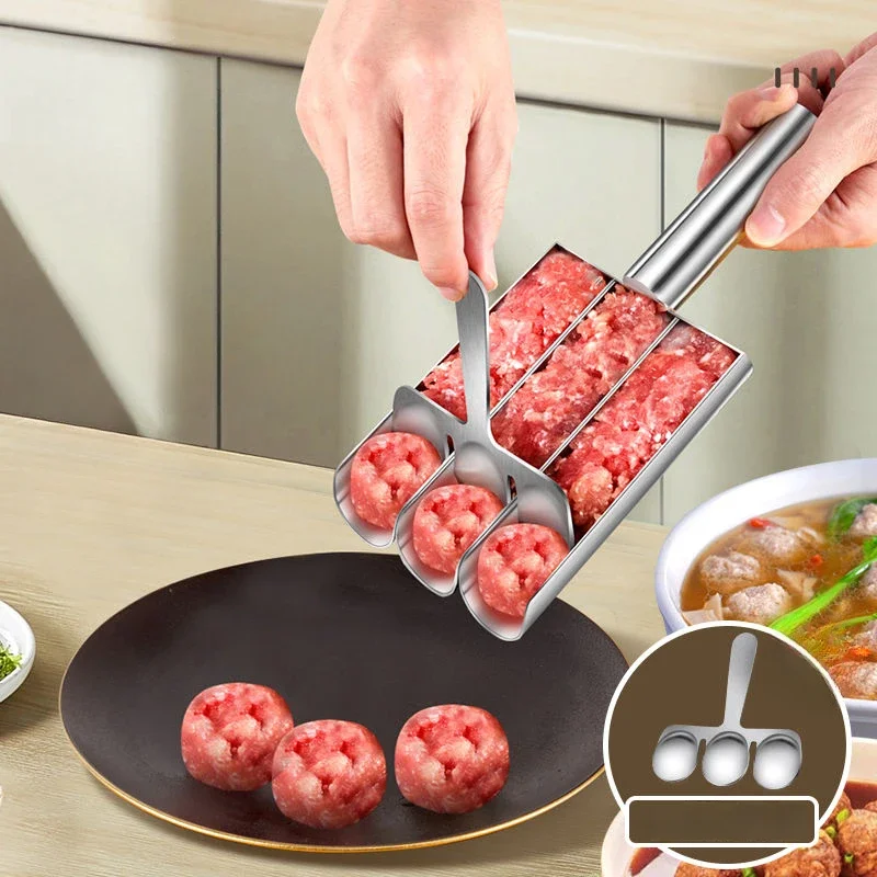 304 Stainless Steel Meat Ball Maker, Hot Pot, Shrimp Slider Mold, Pressed Meat Stuffing, Commercial Cooking Tools, Simple Househ