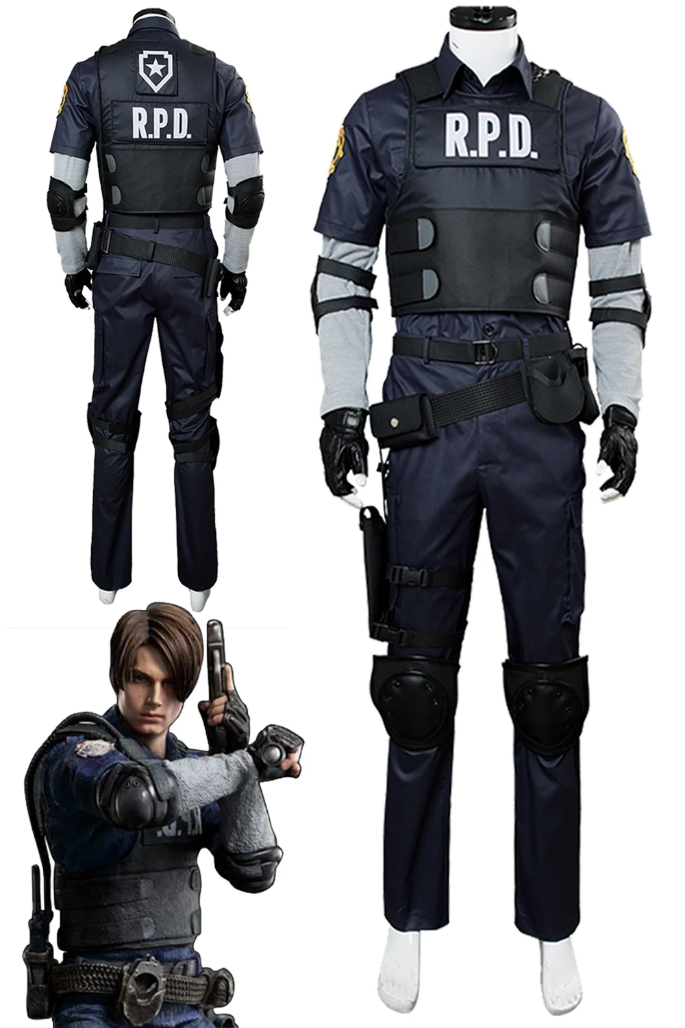

Biohazard Game Resident Re Cosplay Leon Role Play Costumes Holster Adult Male Men Disguise Halloween Carnival Party Fancy Suit