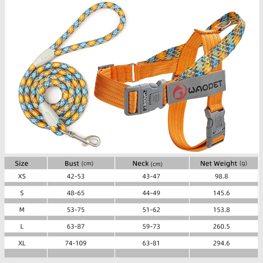 Durable No-Pull Nylon Dog Harness with Creative Flat Rope Design