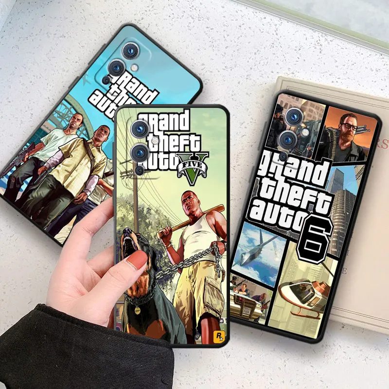 Grand Theft Auto Gta V Custodia Per Telefono Per Oneplus 10 9 Rt R 8 7 6 T Pro 5G Nord 2 N10 N100 Ce Ce2 N20 N200 Cover Nera