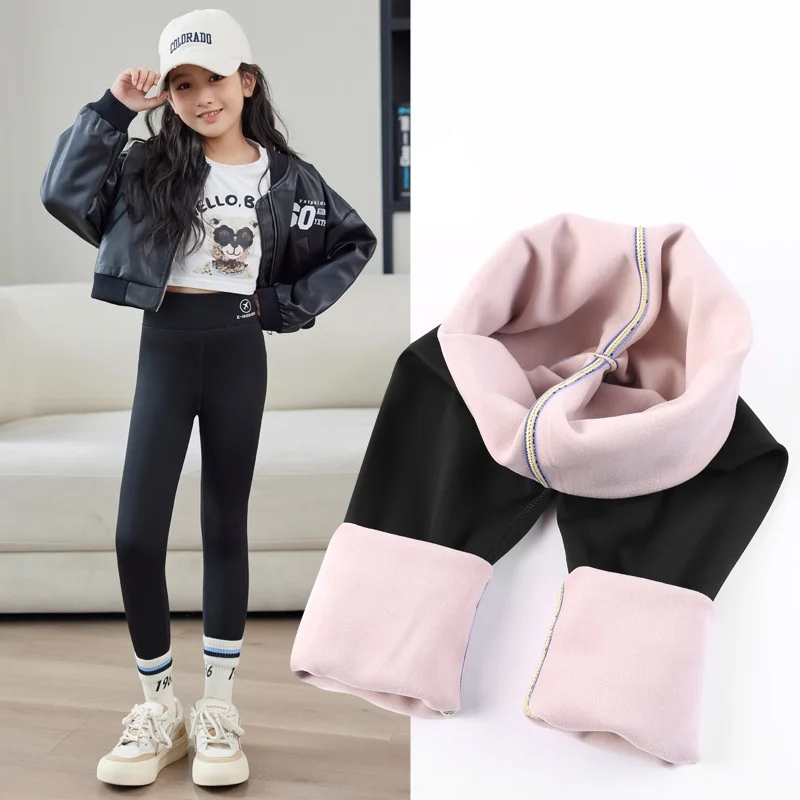Girls Velvet Thickened Leggings High Waist Autumn Winter