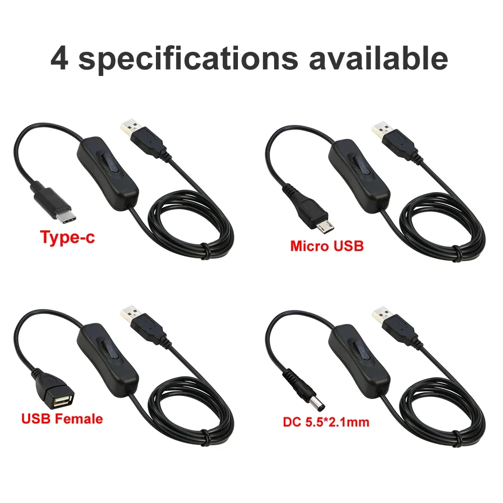 Type C Micro USB Charging Cable with On/Off Power Switch for Versatile Applications