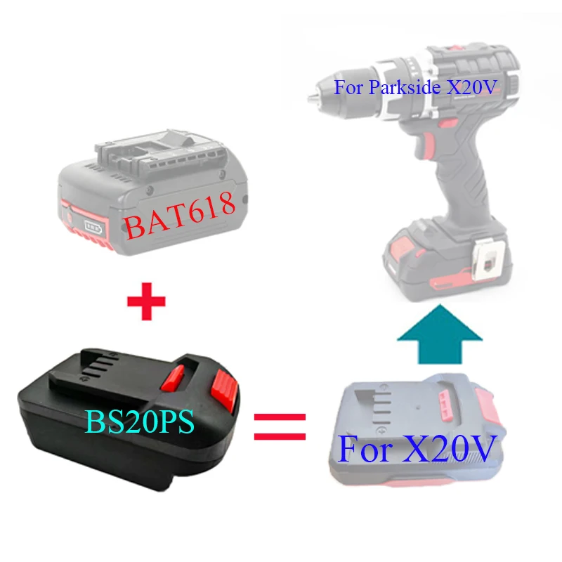 Adapter Converter Milwaukee Bosch Makita 18V Li-ion battery Lidl Parkside X20V Li-ion Power Tool Accessories