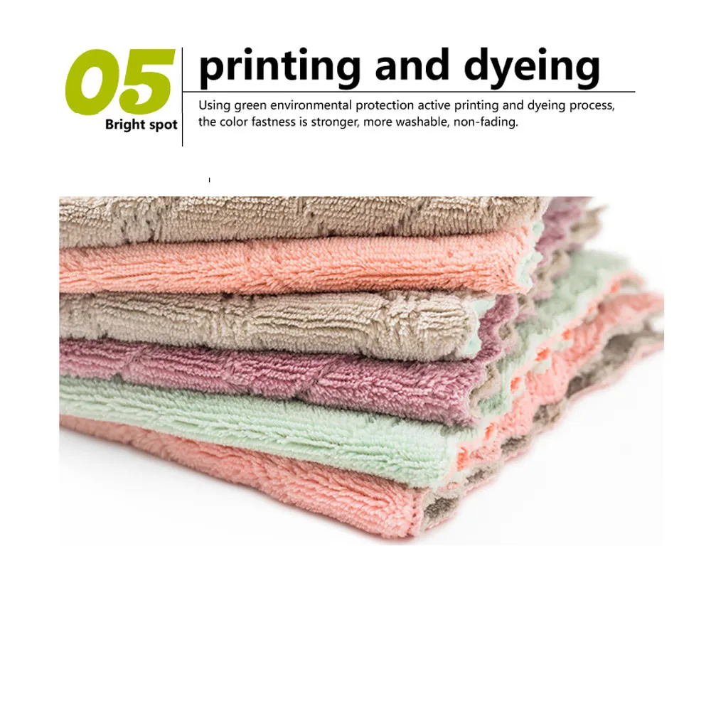 Microfiber Towel 10pcs Absorbent Kitchen Cleaning Cloth Non-stick Oil Dish Rags Napkins Tableware