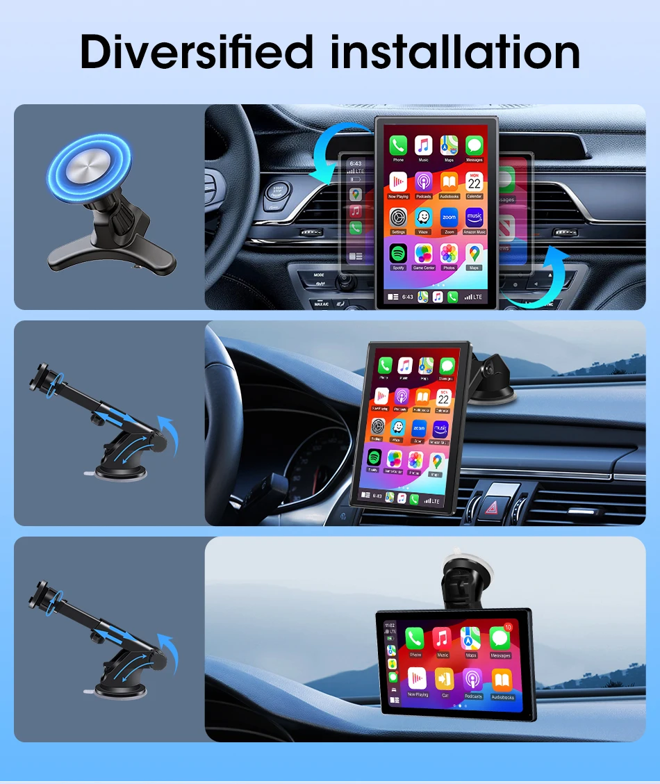 7/8/9 بوصة دعم التوجيه والصورة راديو مرآة السيارة اللاسلكي Carplay أندرويد السيارات الوسائط المتعددة مشغل فيديو شاشة عالمية