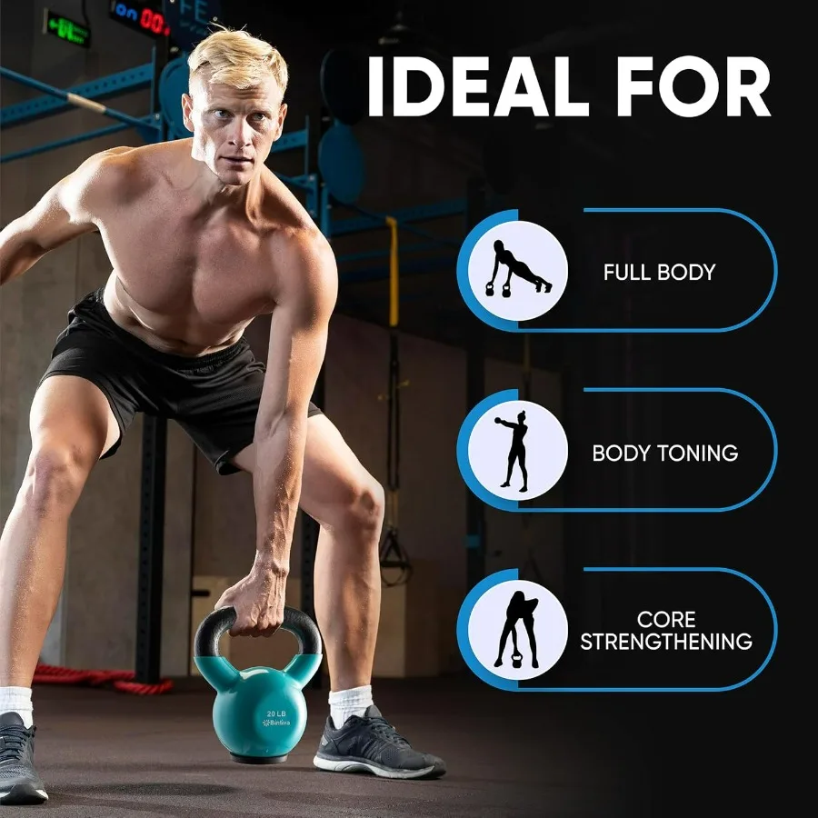 Kettlebell Sets Professional Grade - Strength Training Kettlebells for Home Workout - Cast Iron Kettle Bell Weight Sets for Men