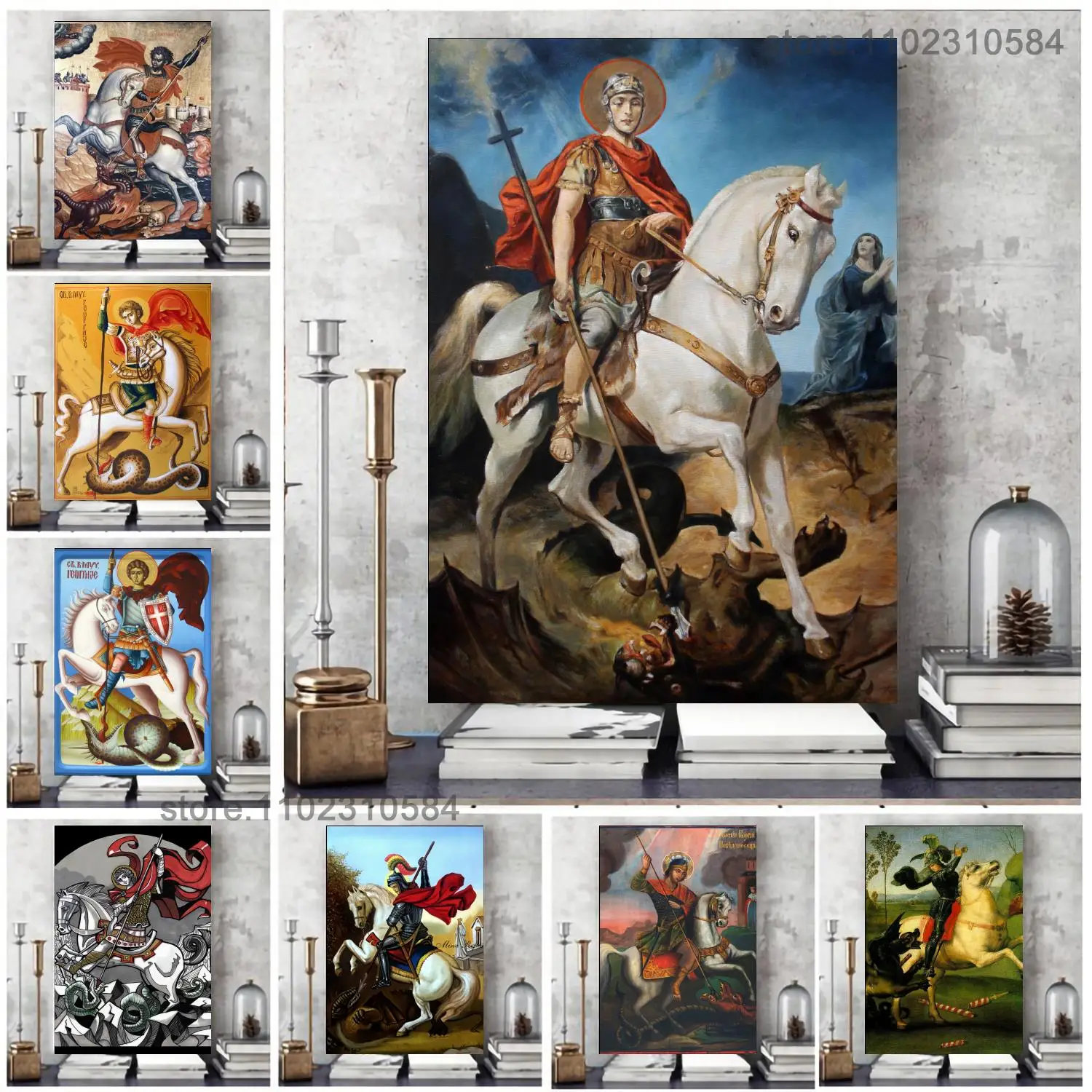 

Saint George Wall Art Canvas Posters Decoration Art Poster Personalized Gift Modern Family bedroom Painting