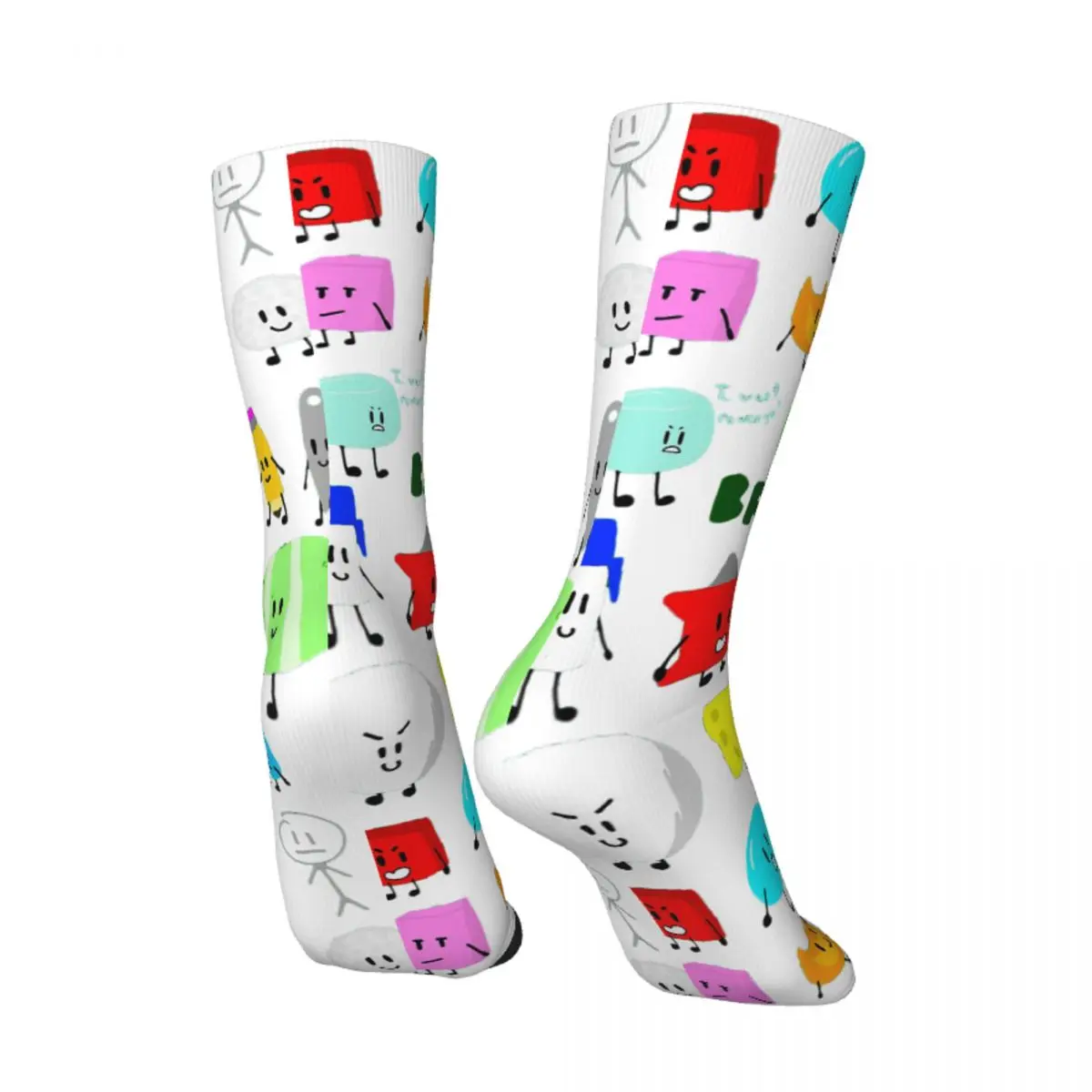 Hip Hop Retro Characters Essential Crazy Men's Socks Unisex Battle for Dream Island BFDI 4 and X Seamless Printed Crew Sock