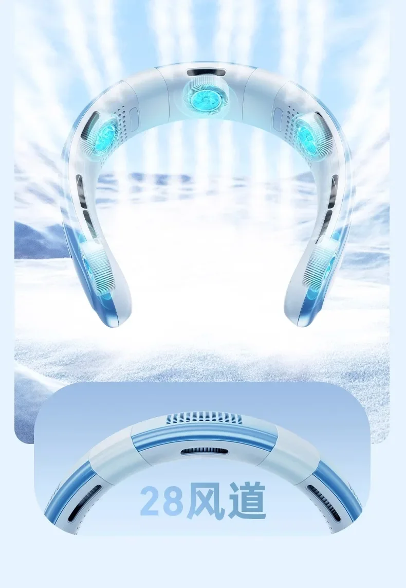 Rechargeable Portable Neck Fan With 3 Speed Settings Silent Airflow_voghion.com