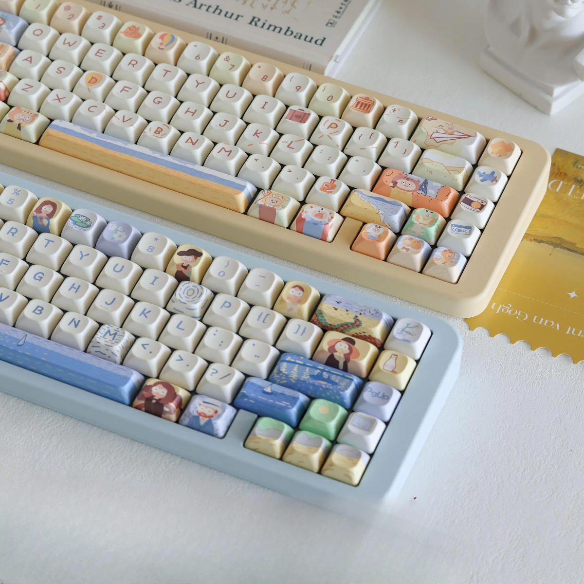 

Original Cute Girl Theme Keycaps, Personalized, Applicable to 60, 84, 98, 108, Mechanical Keyboards, PBT