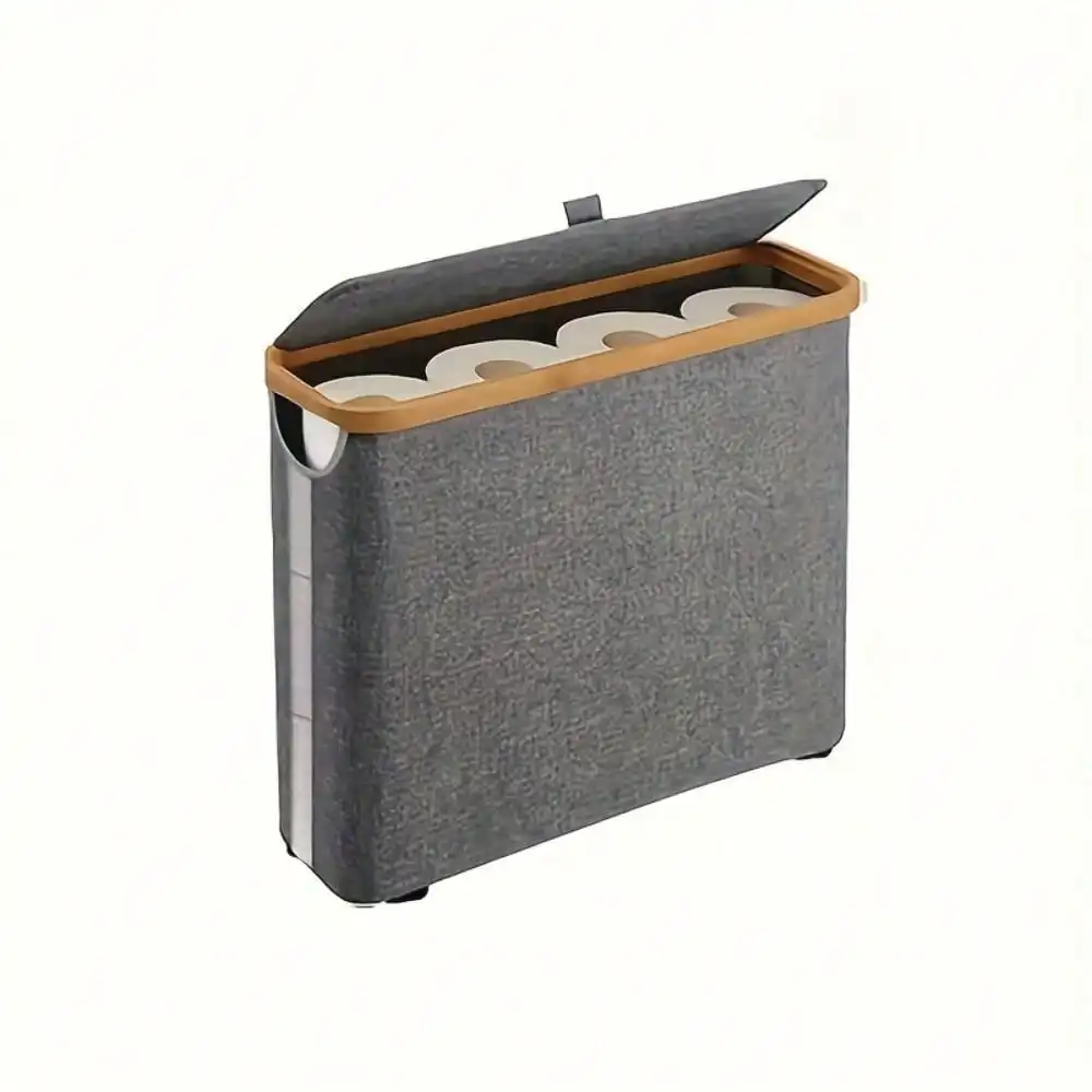 מחזיק נייר טואלט מבמבו, מולטי-פונקציונלי מתקפל לחדר האמבטיה, חדר השינה, סל אחסון לדורמיטוריום, סל כביסה