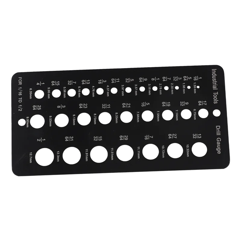 A43F-Drill Bit Gauge 1/16 Inch To 1/2 Inch, Screw Size And Thread