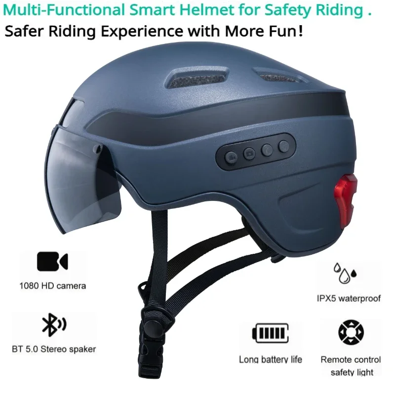Casco Bici Intelligente Con Fotocamera 1080P E Luci LED – Ricaricabile USB, Regolabile 56-61cm – Per Uomo E Donna – Con Memoria 32GB