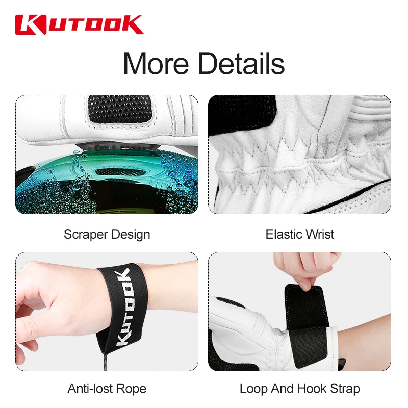 KUTOOK Winter Ski Gloves Goat Skin Thermal Skiing Snow Gloves Snowmobile Mitten Outdoor Snowboard Gloves Waterproof  Accessories 5