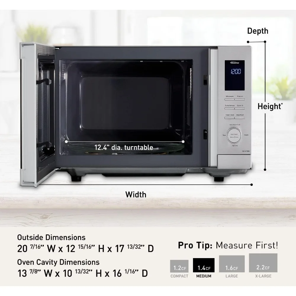 1.4 cu.ft Smart Inverter Works with Alexa Countertop Microwave Oven 1200Watt Power with Genius Sensor Cooking, Stainless Steel 5