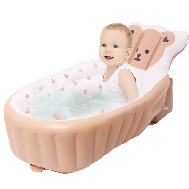 PVC Inflatable อ่างอาบน้ําเด็กไม่ลื่นเด็กวัยหัดเดิน Bath Tub นุ่มสบาย Travel อ่างล้างหน้า Ergonomic Baby Bath Tub สําหรับทารกแรกเกิด 1