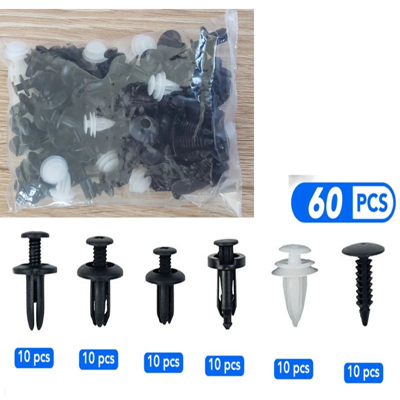 60Pcs Clip Di Fissaggio Automatico Misto Carrozzeria Push Fermo Perno Rivetto Per Renault Laguna Megane 2 Clio 3 Scenic 2