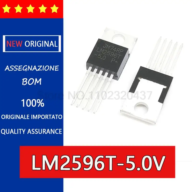5Pcs Lm2596 Lm2596T-5.0V/ Lm2596T-3.3V/ Lm2596T-12V/ Lm2596T-Adj To-220-5 Chip Trasformatore Step-Down Di Tensione Originale