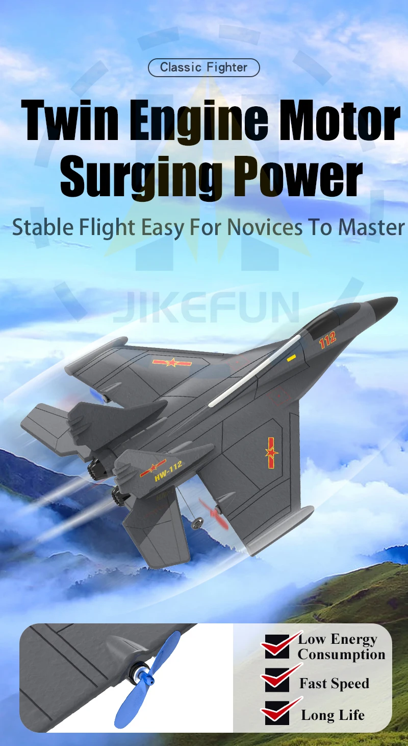 Genuine Authorization J-11 1:50 RC Fighter Plane, Classic Fighter Twin Engine Motor Surging Power Stable Flight Easy For Novices To Master J