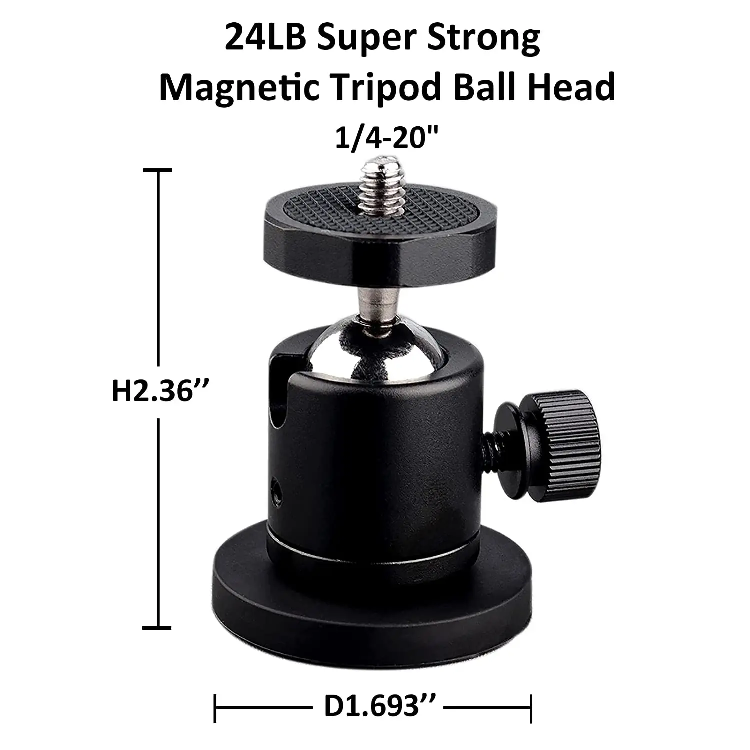 Magnetic Mounting Base with Ball Head Super Strong Rubber Coating Neodymium Magnet with 1/4 Male Thread Stud tripod ball head cold shoe ball head