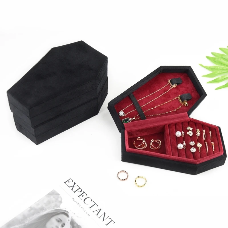 Coffin Shape Jewelry Storage Box Earring Ring Necklace Holder Display Box K3ND