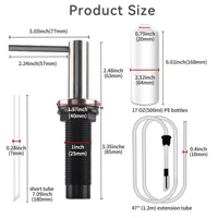 เครื่องจ่ายสบู่เหลวสแตนเลส304แข็งสำหรับอ่างล้างจานในครัวพร้อมขวดขนาด17ออนซ์และชุดหลอดขยาย47นิ้ว 6