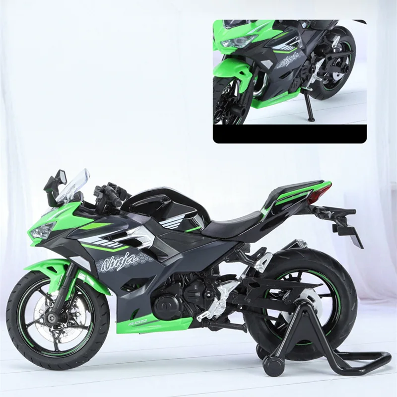 1:12 Kawasaki Ninja 400 Alloy Sports Motorcycle Model Diecast Street Race Motorcycle Model Simulation Sound and Light Kids Gifts 5