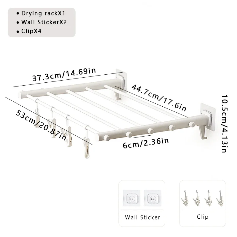 

Space Aluminum Home Folding Rack Clothes Wall Cloth Mount & Indoor Hanger Outdoor Retractable Drying Saving Clothesline Laundry