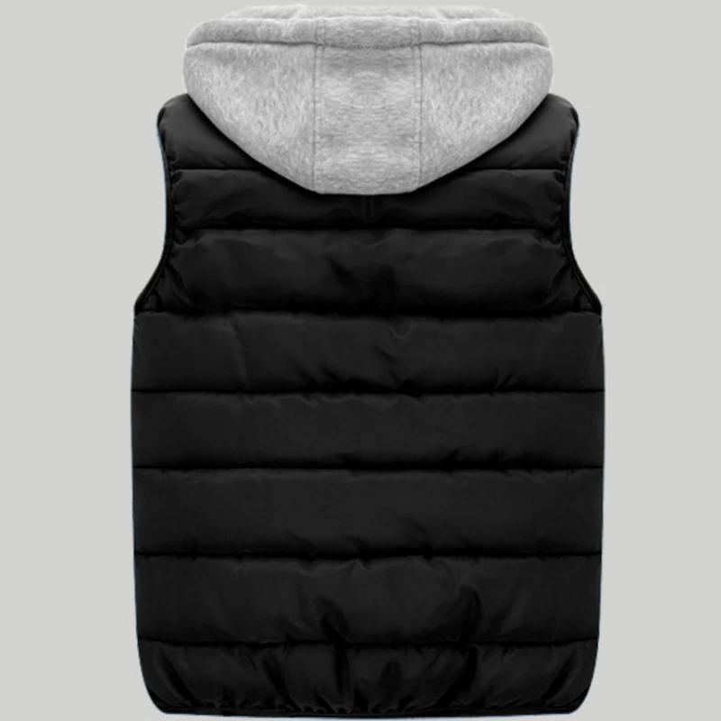 Autumn Winter Vests Hooded Jacket With Zipper Men's Outerwear Cotton Vest Thickened Windproof Warm Cotton Down Vest Men Women