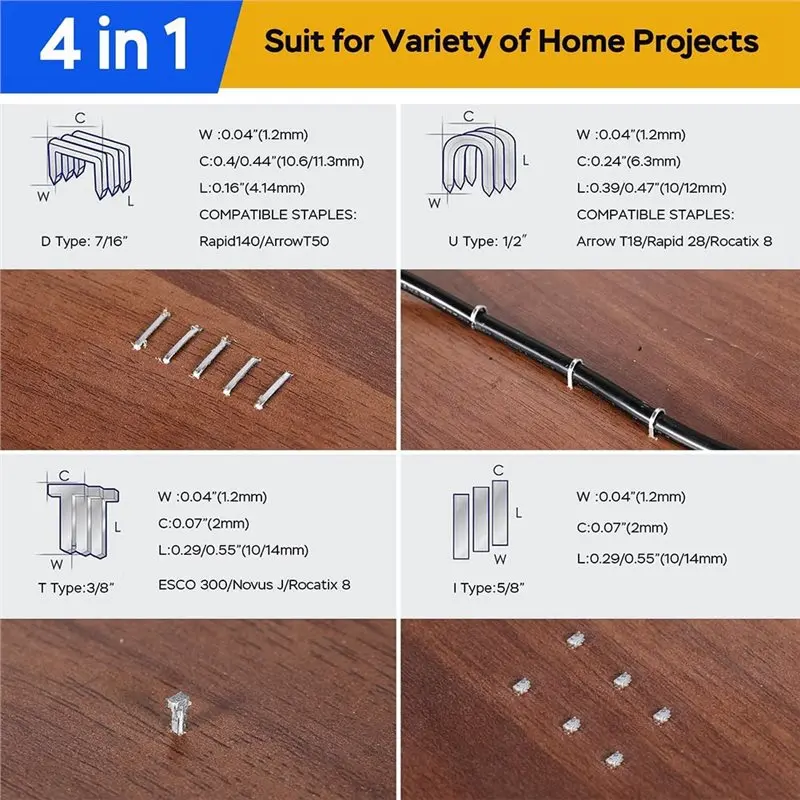 AAAN-4-In-1 헤비듀티 업홀스터리 스테이플러, 목재, 공예, 목공 및 DIY 장 4000개 스테이플이 포함된 수동 네일러