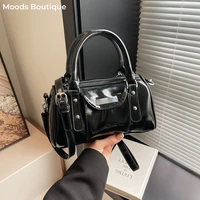sac de luxe femme sac a main femme Mini sacs à bandoulière en cuir PU brillant pour femme, sac à main de créateur de luxe, sac à main à poignée supérieure, ouvert par un document pur, dernier, bordeaux, 2024 1