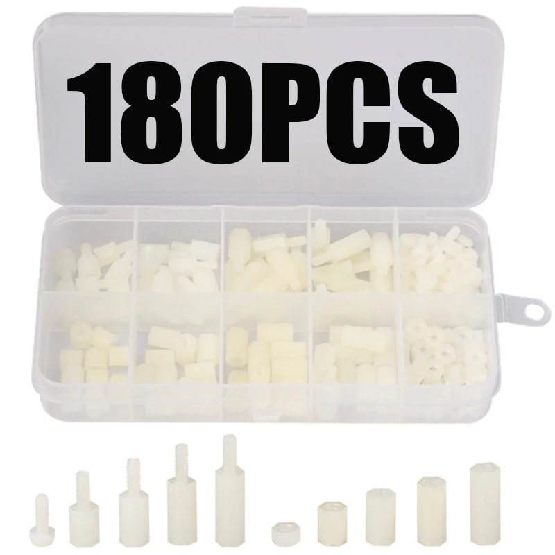 180pcs/set Female&male M3 Hex Nylon Standoff Spacer Column For Pcb