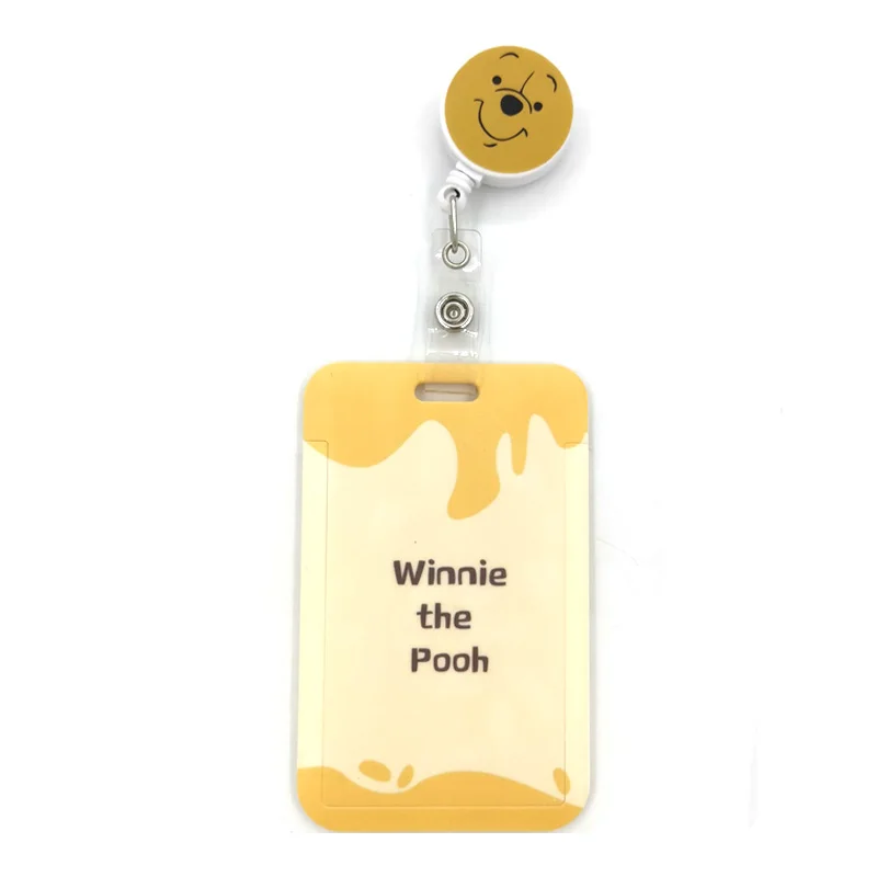 Winnie The Pooh Bear Cartoon Retrattile Badge Reel Cordino Infermiera Card Work Card Badge Holder Office Student Clip Cover Holder