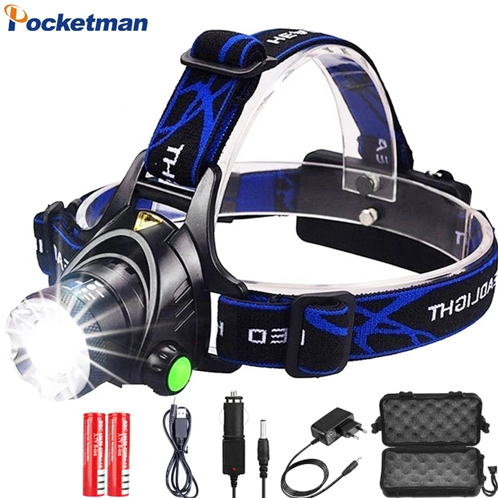 Head flashlight cob headlamp work light LED headlamp waterproof zoomable camping headlight outdoor work light head torch rechargeable