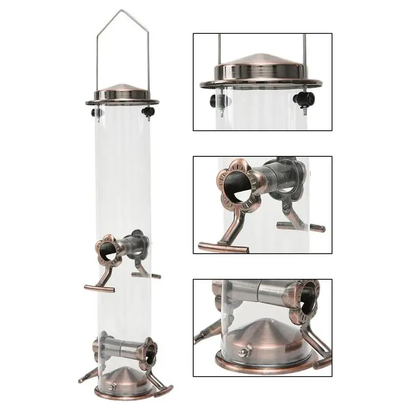 Durable Wild Bird Hanging Feeder Stainless Steel Bird Food Dispenser Container Tubular Anti-rust Outdoor Garden Decor