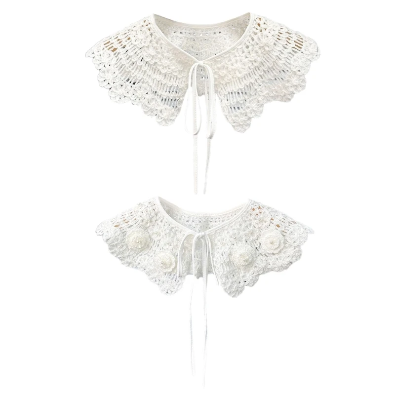 

Flower Faux Collar Decorative Shirt Collar Crochet Beading Collar Dress Decors