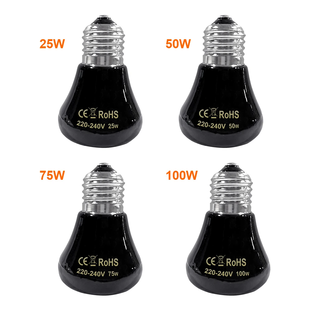 50/75/100W E27 Pet Heating Lamp 220V Infrared Ceramic Emitter Heat Light Bulb Pet Brooder Chickens Reptile Lamp Heating Light