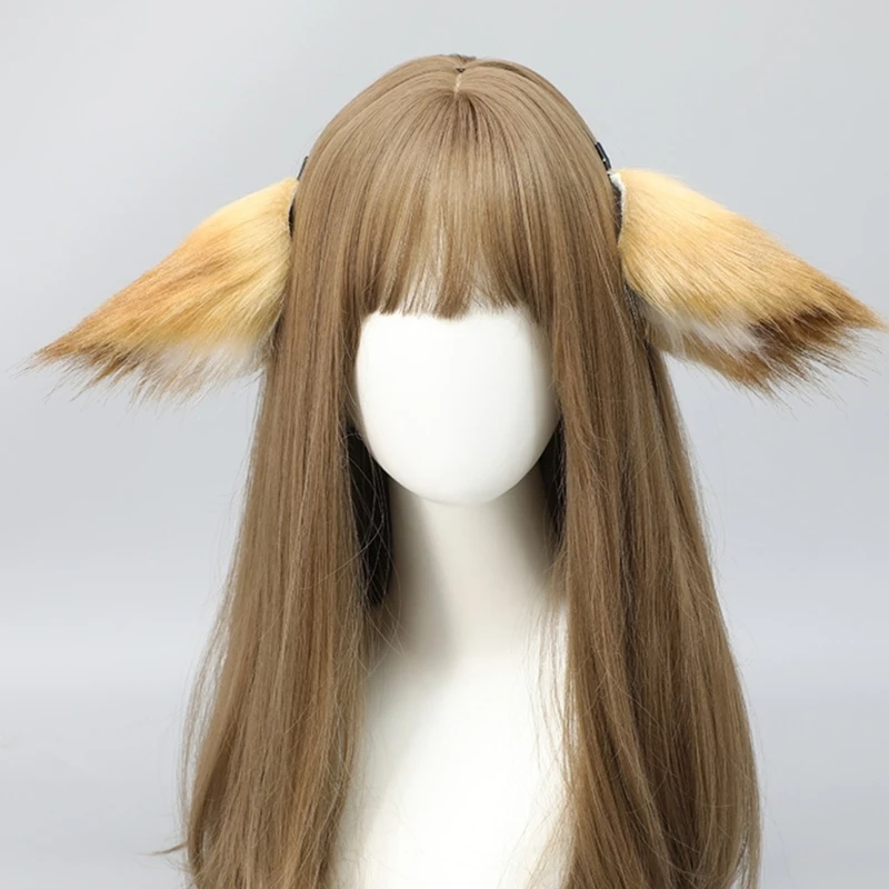 Girls Animal Wolf Cat Ears Plush Hair Hoop Female Anime Hairband Lovely Long Fur Party Headdress Anime Cosplay Hair Accessories