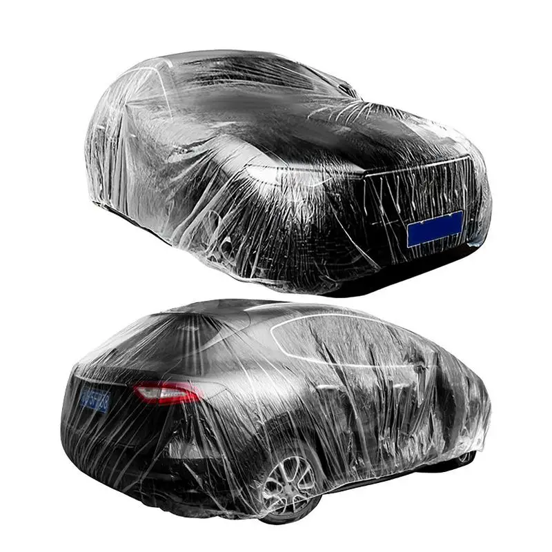 

Одноразовый прозрачный автомобильный чехол из ПЭ пластика, прозрачный полноразмерный автомобильный защитный экран, пылезащитный непромокаемый Прозрачный чехол для всех автомобилей