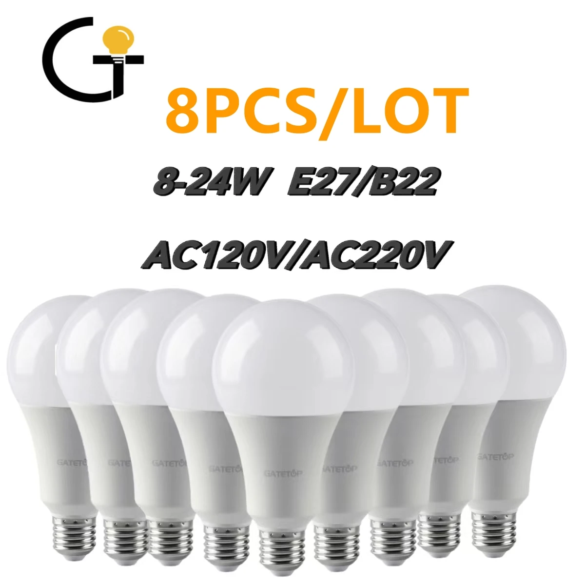 8PCS Factory direct sale LED bulb light 8W-24W full voltage AC110V/220V no flickering warm white light to adapt to the study