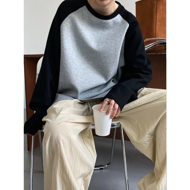 

2023 Spring Color Contrast Silhouette T-shirts Women Loose Raglan Sleeve Long Sleeve Cotton Casual Bottoming Tops