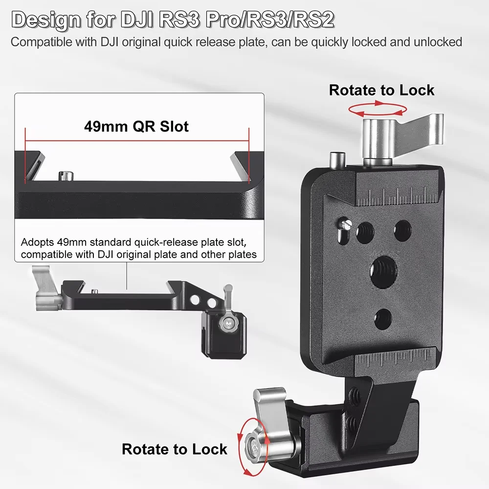 Support vertical pour caméra en alliage d'aluminium - Montage vertical pour gimbal