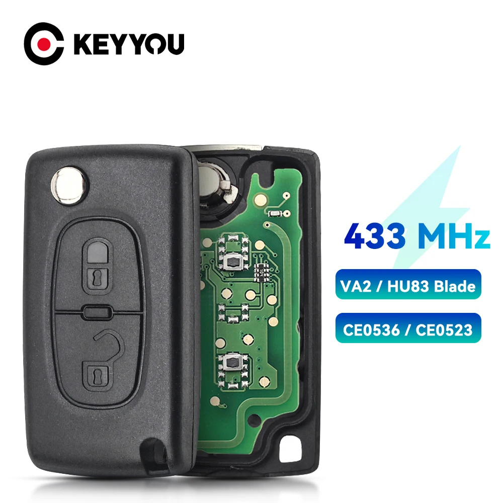 

KEYYOU For Peugeot 407 407 307 308 607 SW For Citroen C2 C3 C4 C5 Remote Car Key VA2/HCA 433Mhz ID46 CE0523 Ce0536