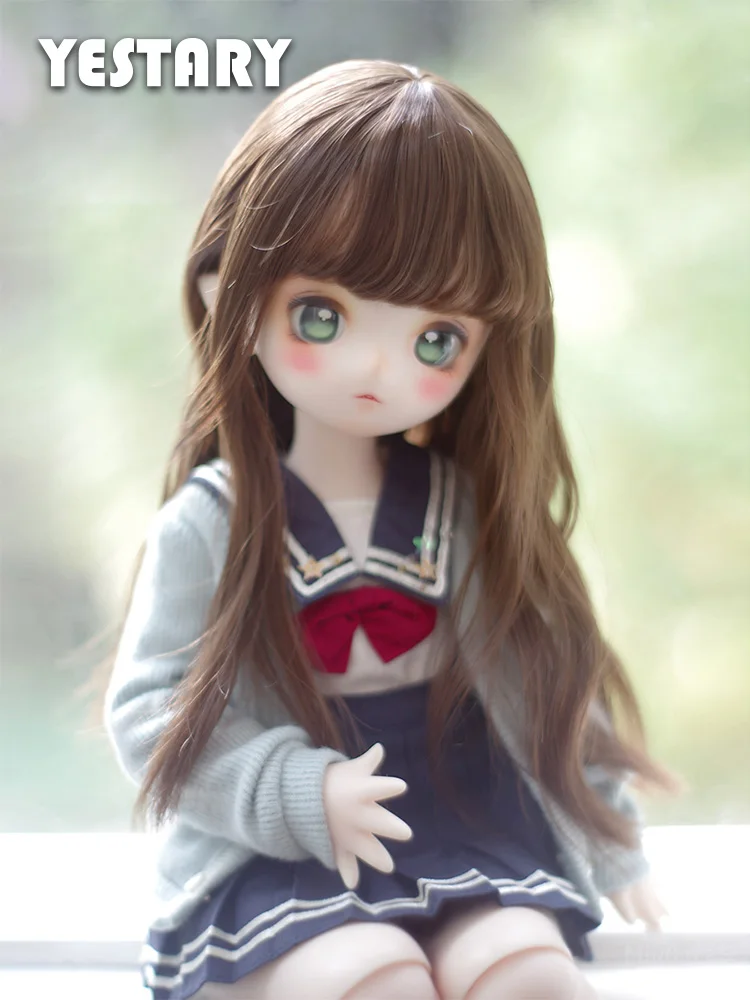 

YESTARY BJD Doll Wig Doll Accessories For 1/3 1/8 Size Wig Handmade Milk Silk Dark Brown Long Hair For BJD Toys Girl Gifts