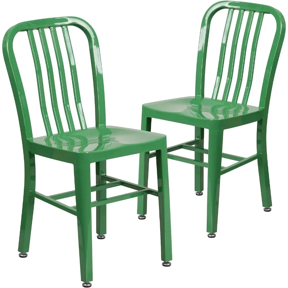 

Grade 2 Pack Green Metal Indoor-Outdoor Chair