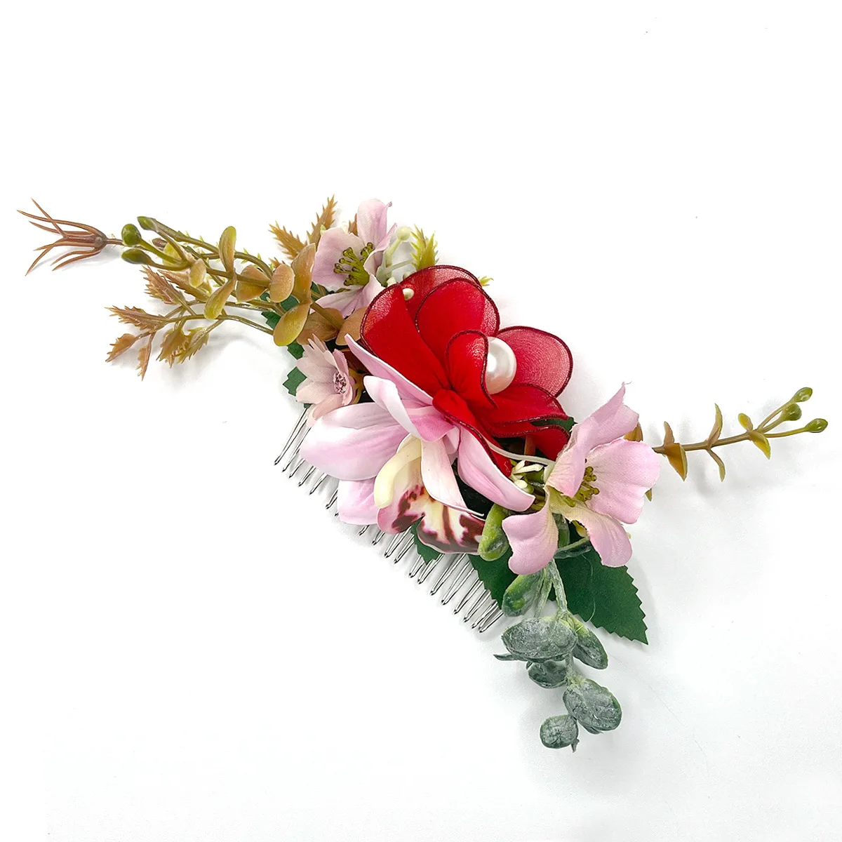 Flower Hair Comb for Bridal Elegant Updo Hair Ornaments Wedding Floral Flower Leaf Comb Brides Accessories Headwear
