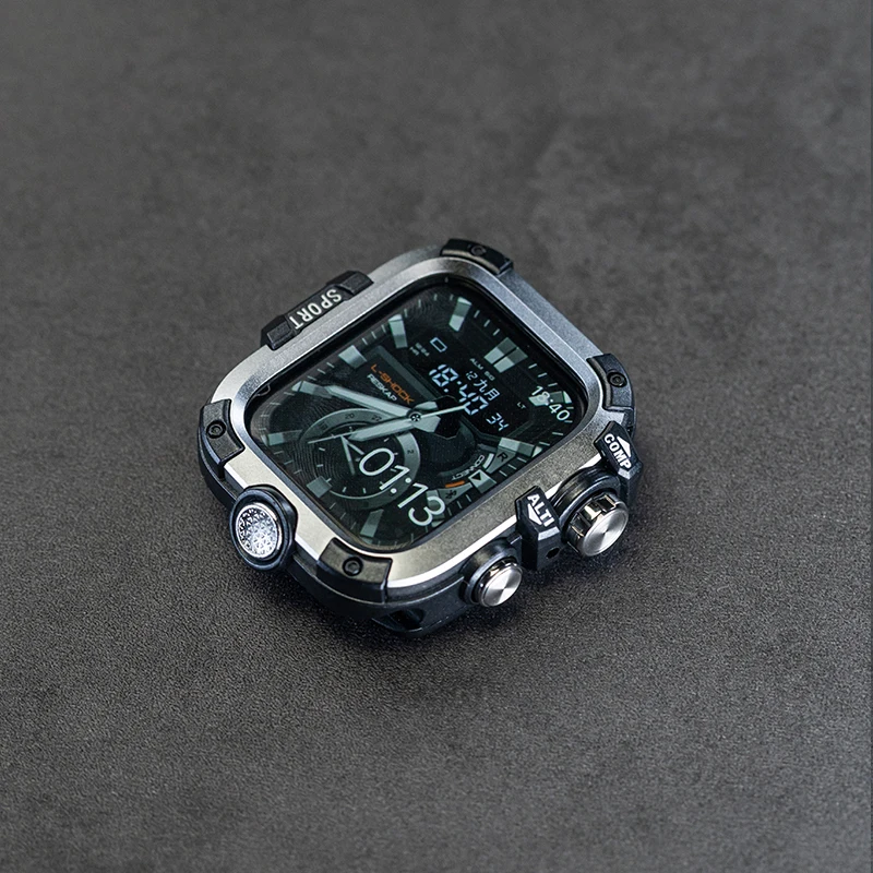 Sleek PC+Metal Apple Watch Protective Case with Screen Guard