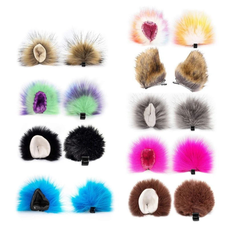 

Y1UB Womens Plush Hair Ornaments Animal for Cat Ears Hair Clip Accessories Halloween Party Anime Cosplay Fancy Props